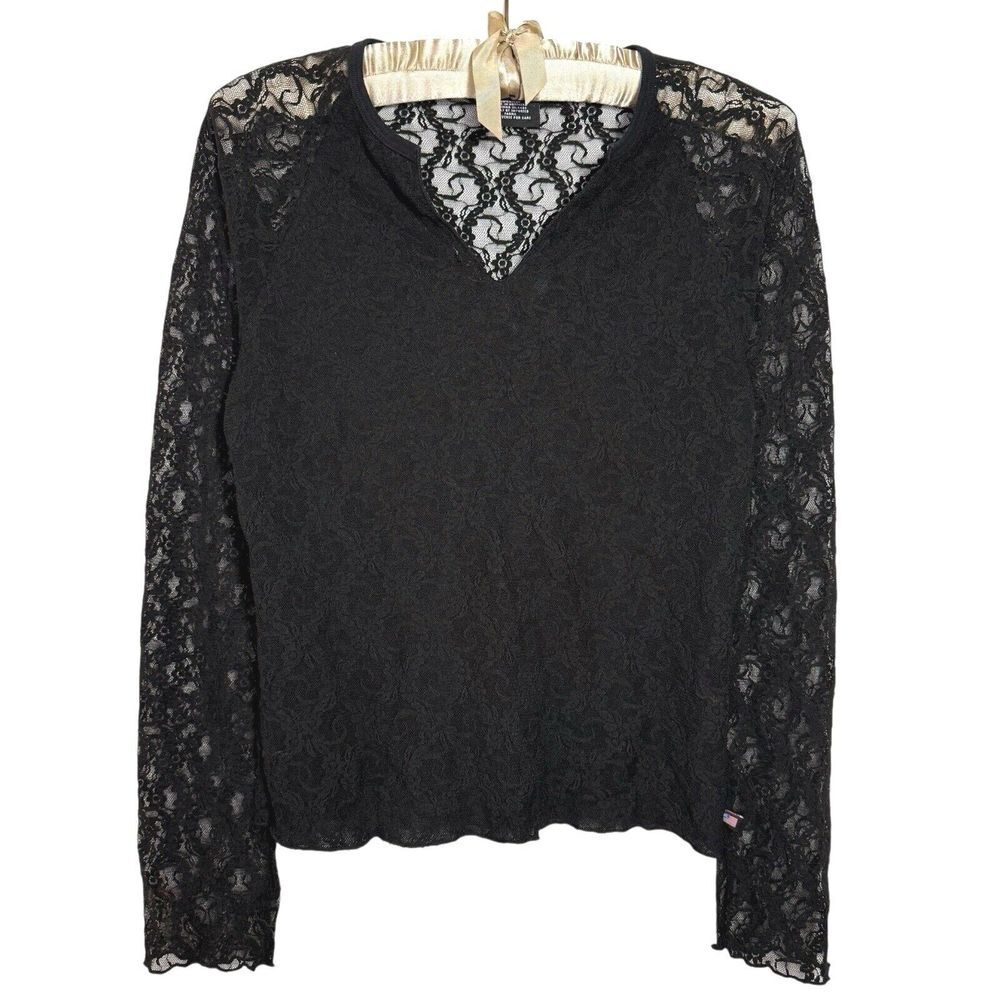 90s Polo Jeans Co.‎ Ralph Lauren L Lace Sheer Top Whimsigoth Fairy Grunge Y2K